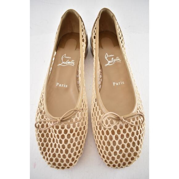 Christian Louboutin Sweetie Jane Mesh Flat Lionne Beige Nude Ballet Ballerina 39 - Picture 9 of 16